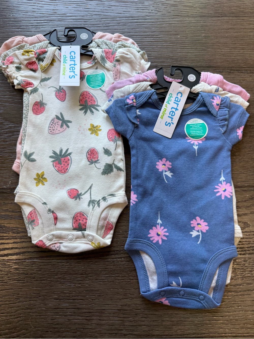 Carter's Girls Strawberry & Floral Short Sleeve Bodysuit Sets
